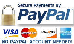 Visa, Mastercard, American Express, and Discover cards accepted
